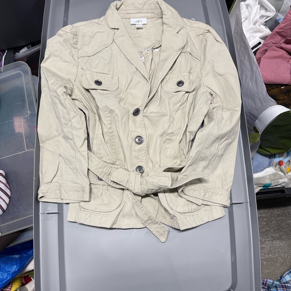 LOFT Cream Collared Jacket